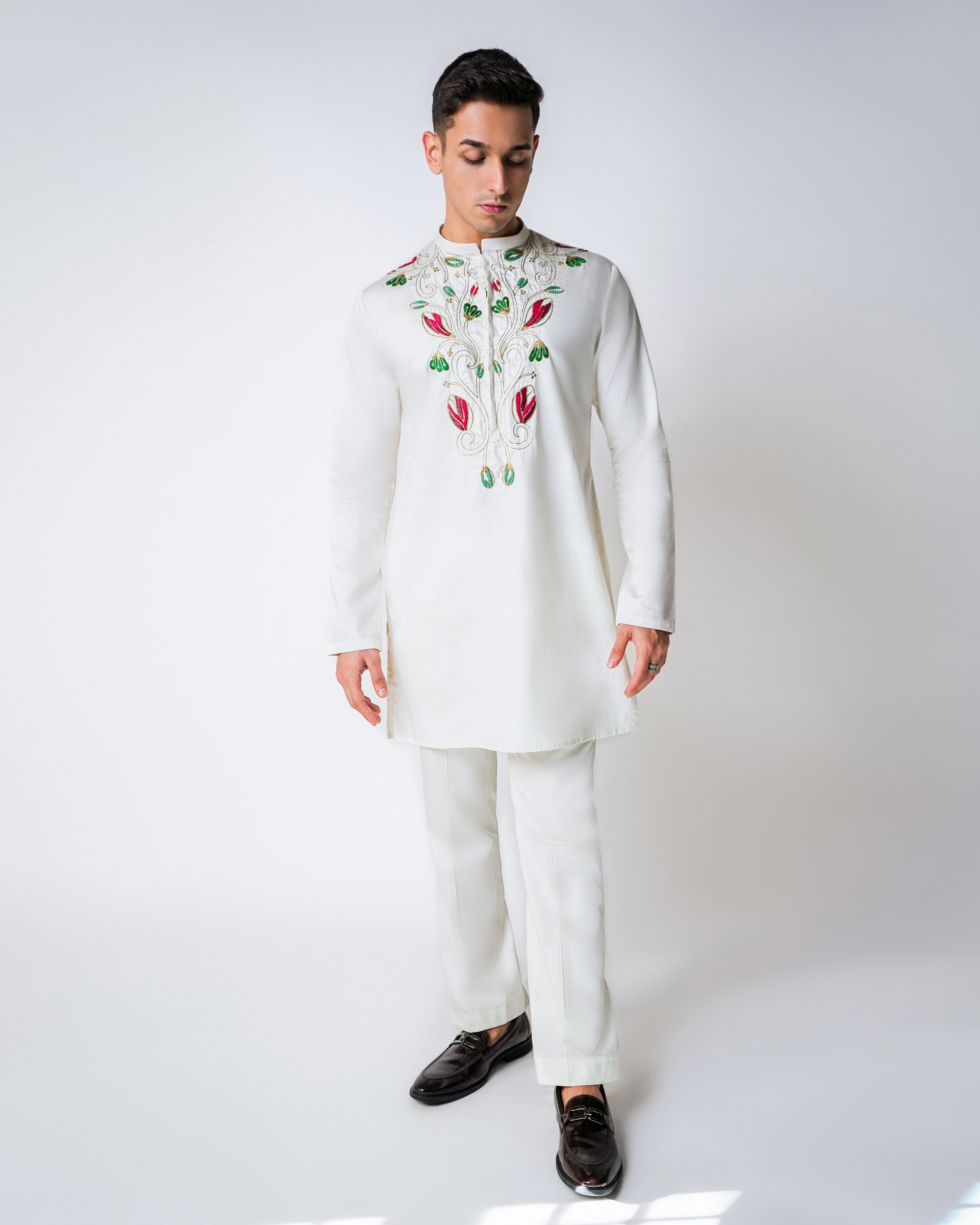 Cream Cotton, 3D Rafia and metal handworked Kurta