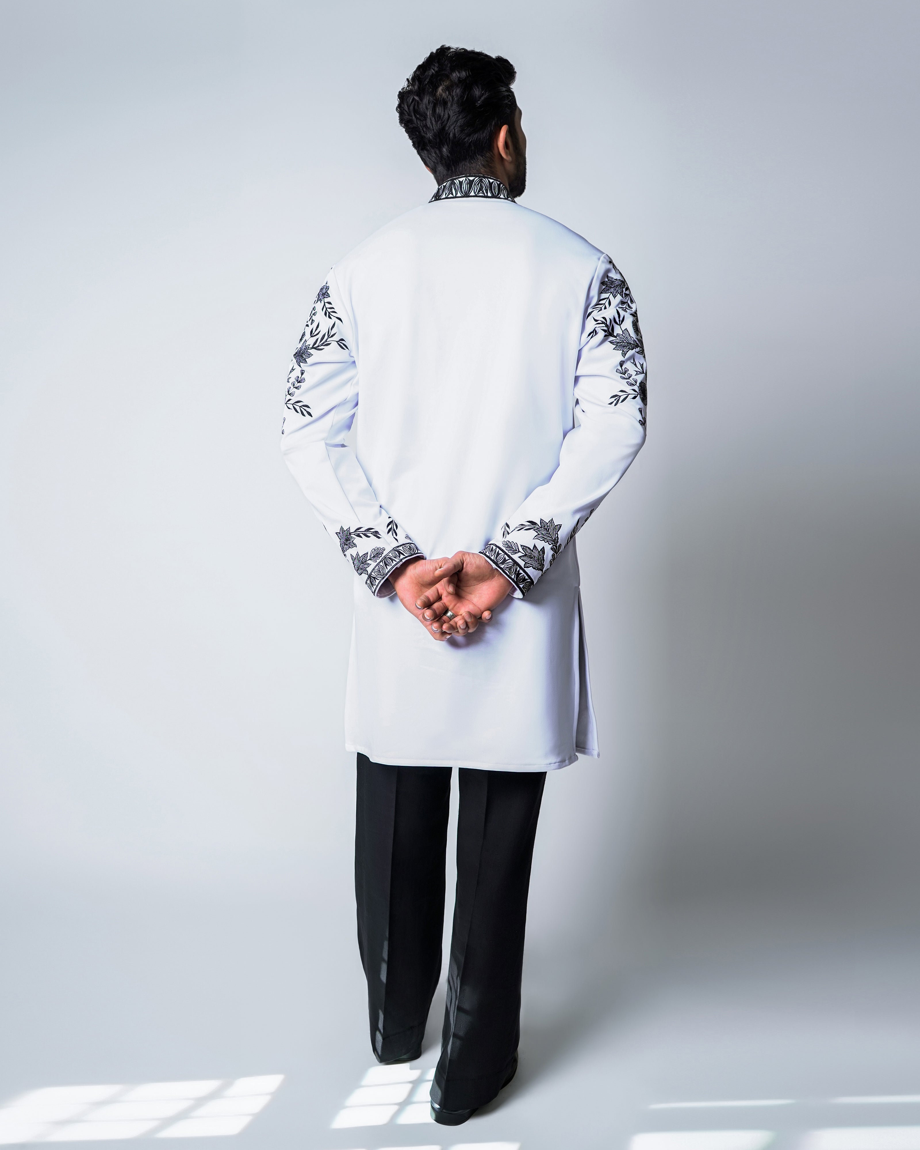 Regal Bloom - White and black embroidered kurta set