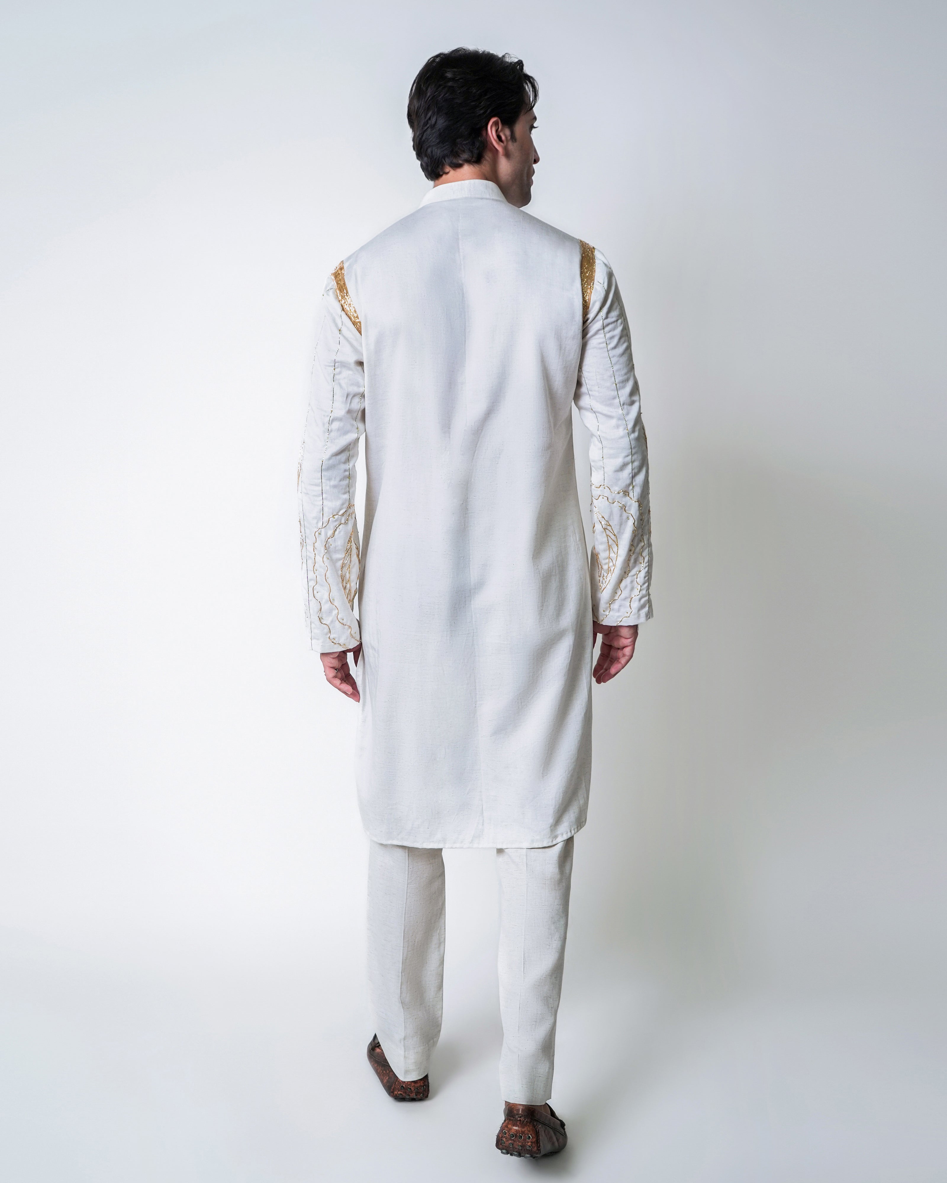 Tentacles of God - off white Tencel with Gold Lurex handwork kurta set