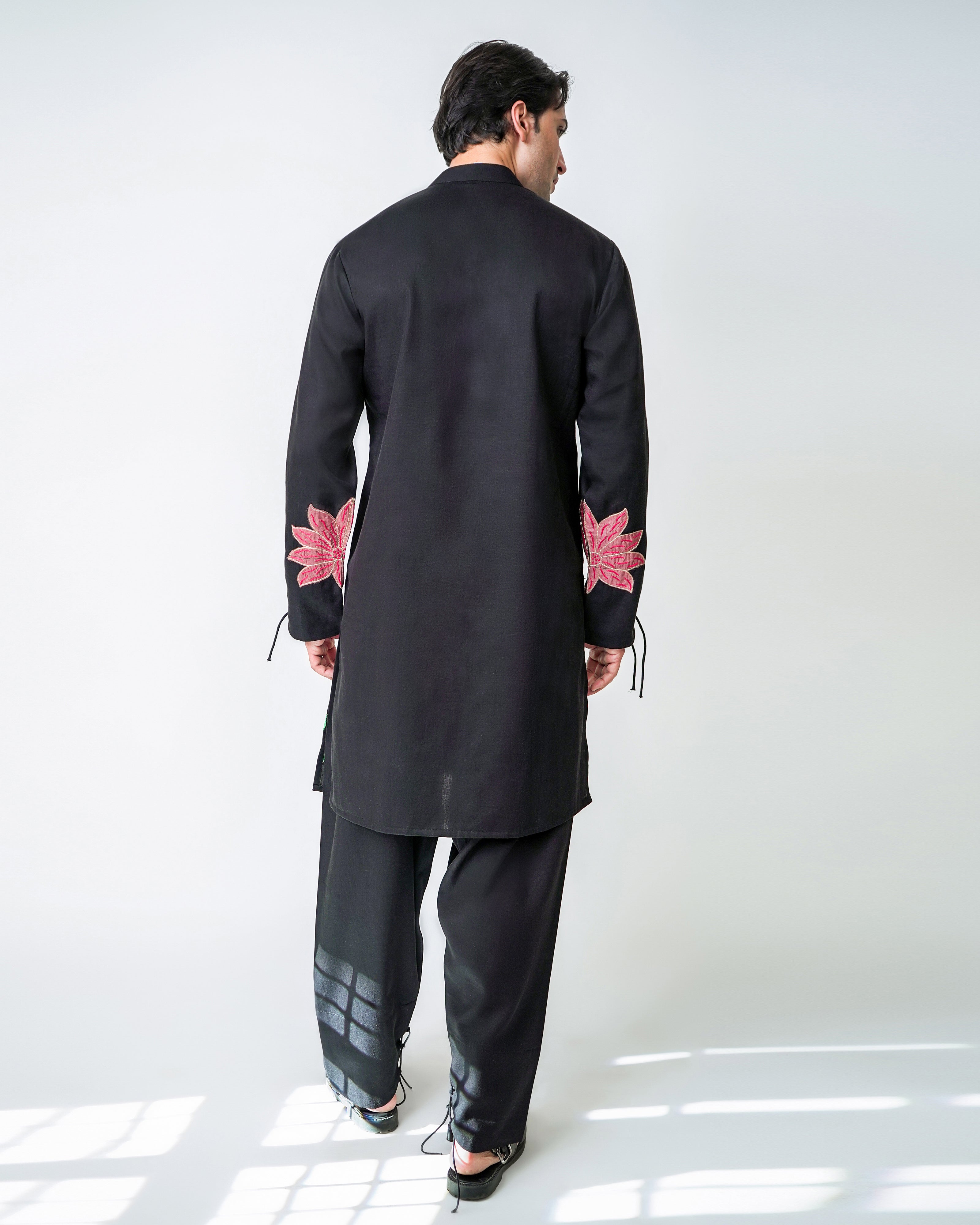 Black Tencel Hand embroidered Kurta set