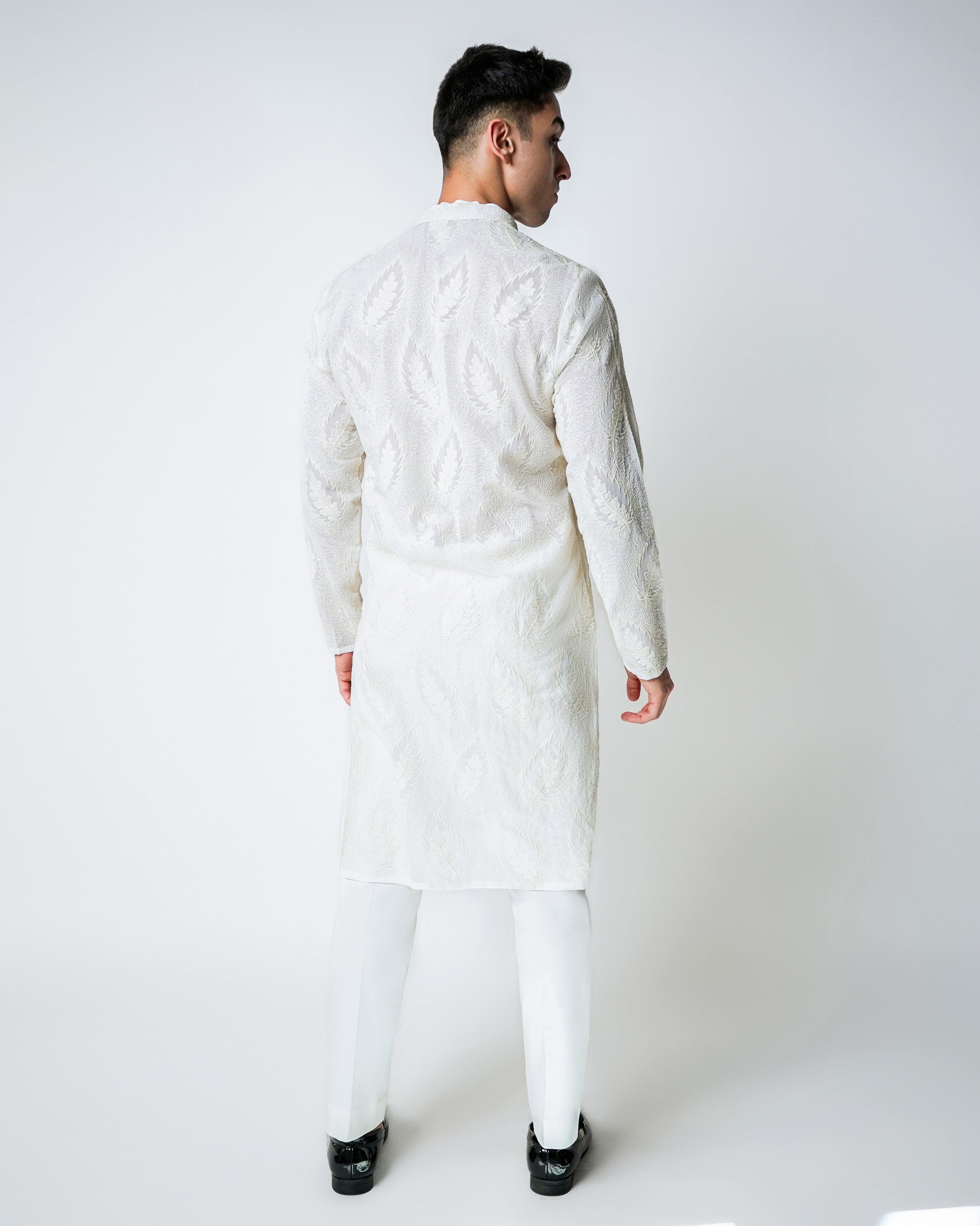 Ivory Floral Chiffon Kurta Set